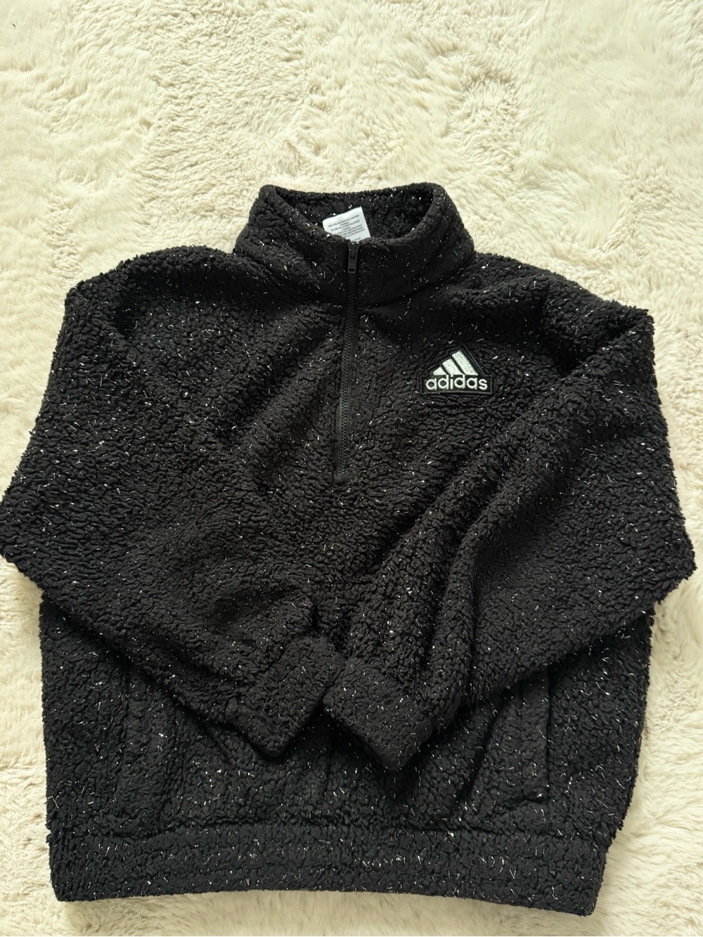 adidas Men’s Black Sherpa Half-Zip Pullover Sweater